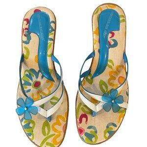 Montego Bay Club  Multi Colored Floral Wedge Strappy  Sandal